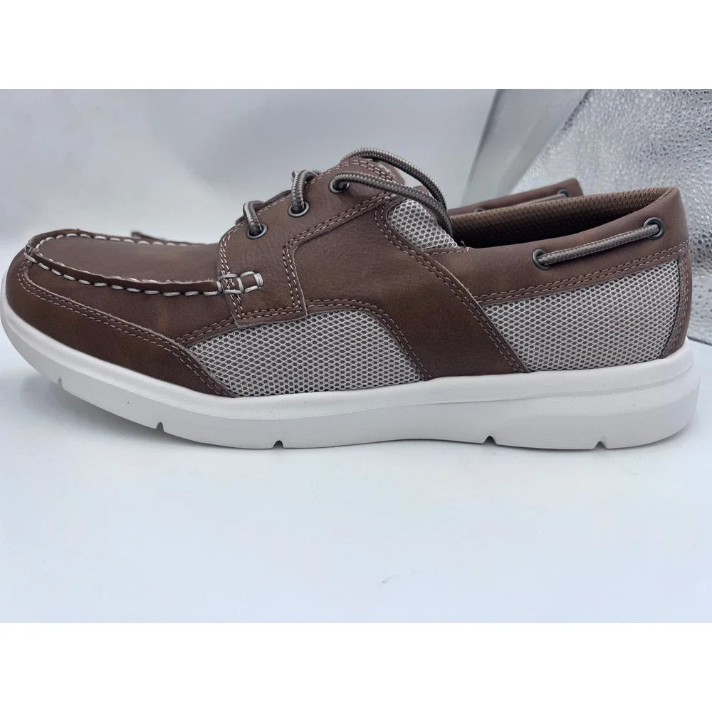 Chaps Mens Brown Mesh Boat Shoes Memory Foam Comfort Loafers Size 11.5